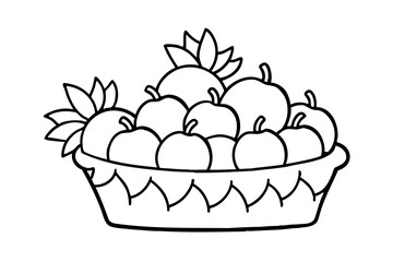 A basket of apples ready for coloring fun simple line art