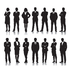 Group of business people silhouettes standing as a professional team