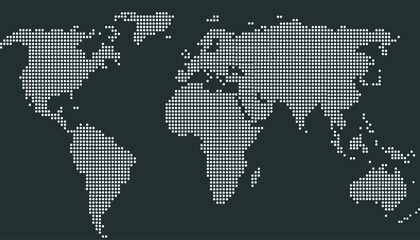 Dotted color world map vector.	