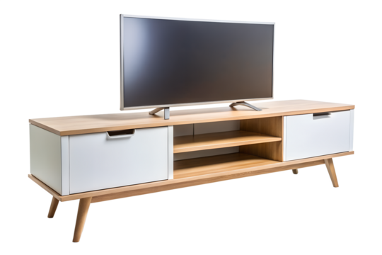 Modern Mid-Century TV Stand with Flat Screen Television