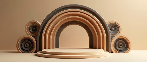 Obraz premium Musical Product Display with Arches and Speakers