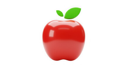 Shiny Red Apple with Green Leaf: 3D Rendered Fruit Graphic