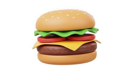 3D Rendered Cheeseburger:  Fast Food, Burger Illustration, Restaurant Menu Graphic, Digital Food Art