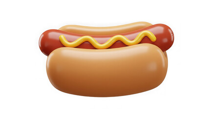 3D Rendered Hot Dog with Mustard: Perfect for Menus & Websites
