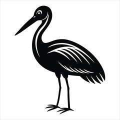 Fototapeta premium heron bird silhouette stork silhouette black vector illustration