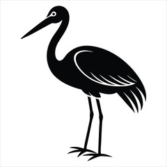 Fototapeta premium heron bird silhouette stork silhouette black vector illustration