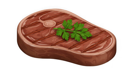 Grilled Steak: Juicy, Delicious Meat Illustration for Restaurant Menus & Cookbooks