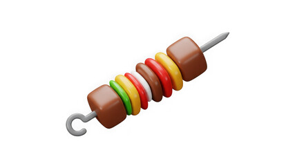 3D Render: Colorful Cubed Food Skewer Icon