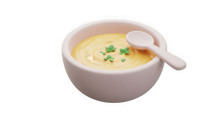 Creamy Soup in Bowl: 3D Render of Delicious Dish