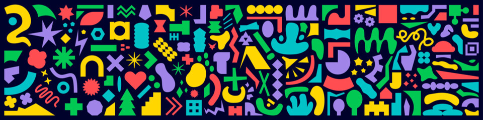 Obraz premium Abstract brutal form. Geometric modern shape set. Geometrical brutal isolated forms. Vector set of abstract shapes.