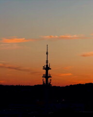 tv tower at sunset