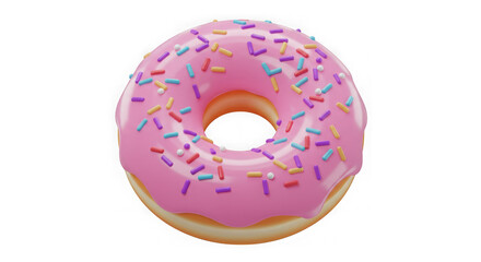 Pink Glazed Donut with Sprinkles: A Delicious 3D Render
