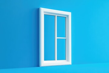 White window on a bright blue wall (1)
