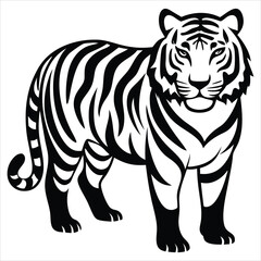 Obraz premium tiger head vector. Isolated predator illustration, Mascot silhouette of wild animal, 