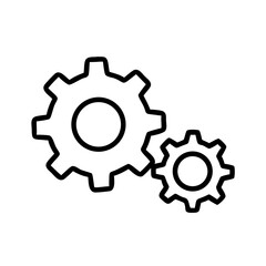 Fototapeta premium Outline of two gears in simple design for mechanical concepts 