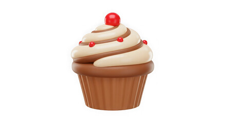 Delicious Chocolate Cupcake with Swirled Frosting: A 3D Render