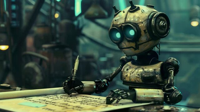 A robot writing a letter, Generative AI Videos.	
