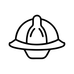 Fototapeta premium Firefighter helmet icon in minimal line art style 