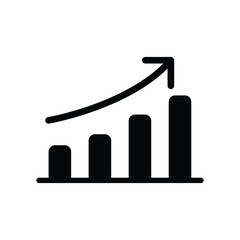 Growth Chart Icon: A simple yet powerful upward trending bar graph icon symbolizes growth, progress, and positive development.  Perfect for presentations, reports, and websites. 