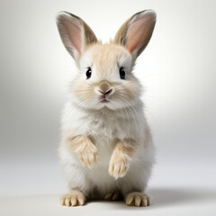 Obraz premium Adorable White Bunny Standing on Hind Legs