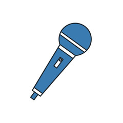 Microphone Icon: A sleek and modern microphone illustration with blue accents on a background, perfect for any design project.