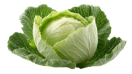 Fototapeta premium Fresh Green Cabbage Head with Dew Drops
