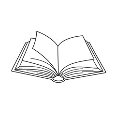 Black vector icon of an open book in minimalist style. Ideal for education, reading, library, study, and learning-related design concepts.