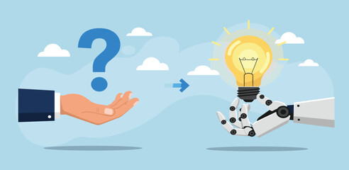 Question and answer, solving problem or business solution, ask for reply or idea to solve difficulty and trouble, FAQ concept, businessman hand holding question mark with other reply