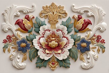 Luxurious wall decor with embossed botanical elements high resolution image