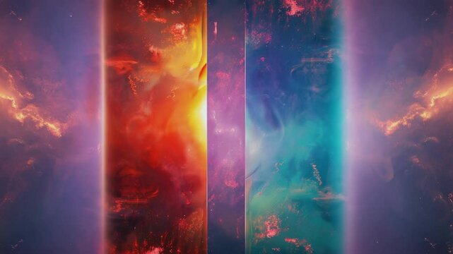 An elegant rectangular mystic space themed border on a blank background, symmetrical,  Generative AI videos.