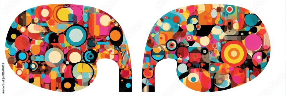 Fototapete colorful abstract kidney design with open upper layout showcasing vibrant shapes and patterns