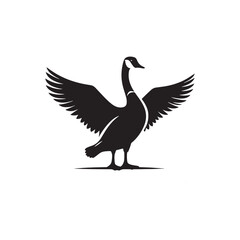 **"Graceful Canada Goose Vector Silhouette: Iconic Waterfowl Design Featuring Long Neck, Outstretched Wings, and Serene Stance in Clean, Minimalist Style for Crafts and Digital Art"**
