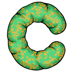 Illustration Letter A, B, C, D, E, F, G design 3d sign isolated on white bacground alphabet font of pillow