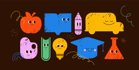 Hand drawn Back to School Icons with blackboard background