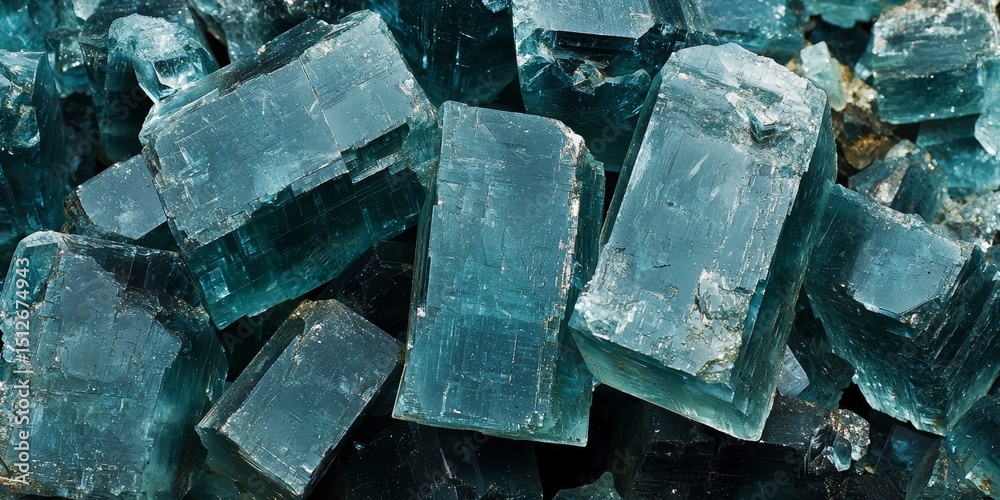 Aufkleber pile of blue rocks with a blue background. the rocks are all different sizes and shapes