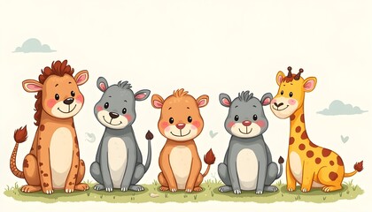 Fototapeta premium Cute Cartoon Animal Characters for Children’s Book Illustration