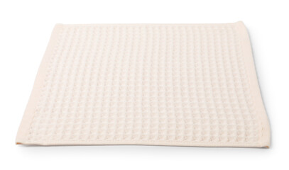 Clean beige waffle towel isolated on white