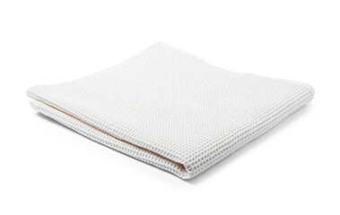 One clean waffle towel isolated on white