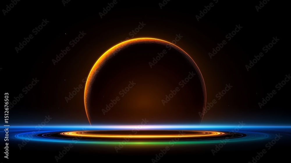 Aufkleber Planet with a bright orange spot in the center. The planet is surrounded by a dark background