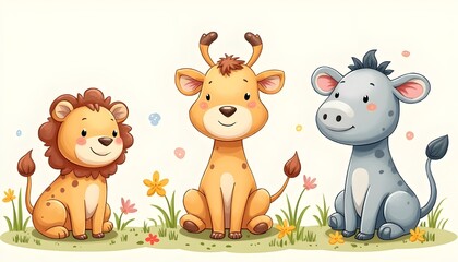 Cute Cartoon Animal Characters for Children&rsquo;s Book Illustration