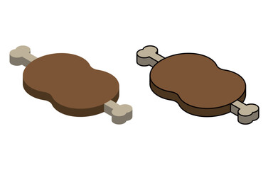 肉　骨付き肉　アイソメトリック　イラスト