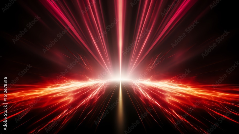 Poster vibrant red and black background with a bright yellow line that stands out against the red. the line