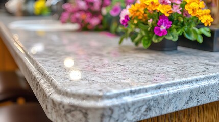 Mottled countertop with flowers