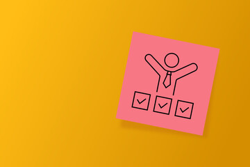 done. an icon on office paper. office paper. successful completion of assigned tasks. teamwork. animation. pin. a business idea. teamwork in business. a task. decision. purpose. achieve your goal.	
