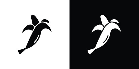 Peeled banana icon illustration. icon templates pack.