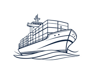Container Ship Cargo Vessel Ocean Freight Transport Illustration