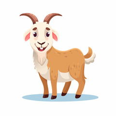 Fototapeta premium Cheerful Cartoon Style Goat Smiling with Small Horns Illustration