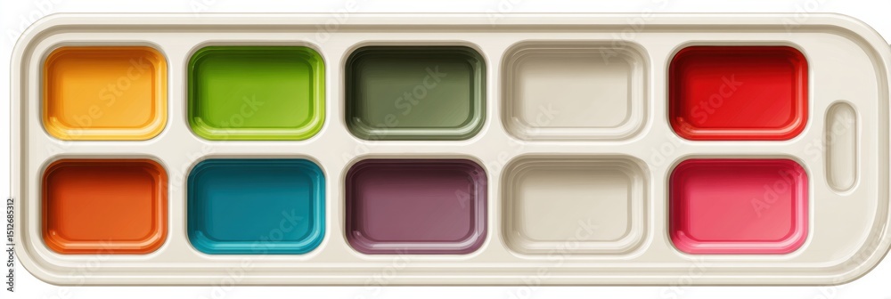 Poster frozen dinner tray with meal compartments layout featuring colorful servings ready to enjoy