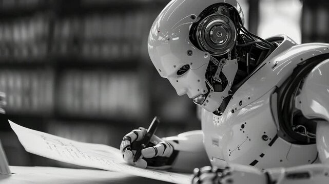 A robot writing a letter, Generative AI Videos. 
