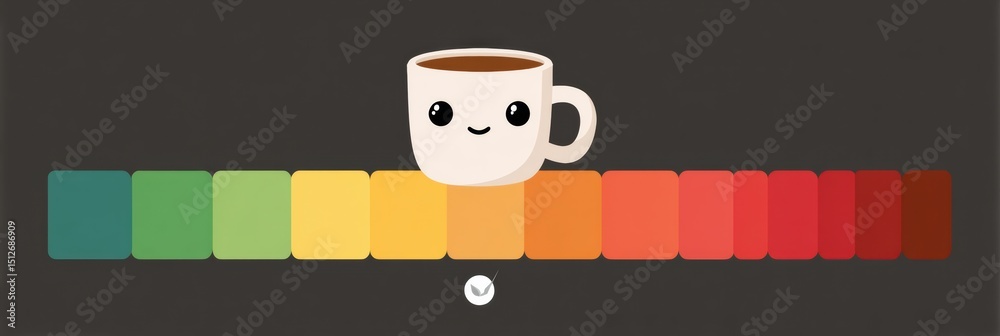 Poster Scale Displaying Mood From Anxious to Calm With a Coffee Cup Illustrating Comfort and Relaxation in a Bold and Vibrant Design